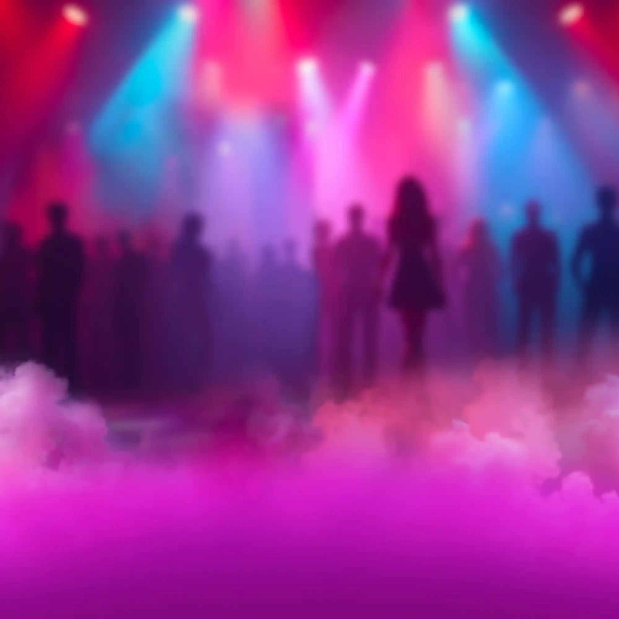 Crowd silhouette under colorful disco lights